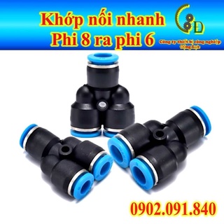 khớp nối nhanh chữ Y ống khí phi 8 máy nén khí 1cái ✴️VIP✴️ cút nối (đầu nối) nhanh dây hơi chữ Y PW08-06. van tiết lưu