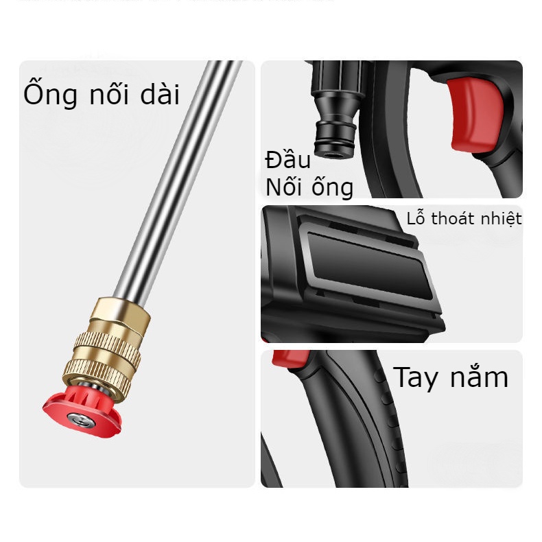 Máy rửa xe Hitachi dùng pin 10 cell nhiều chế độ có kèm bình xịt và ống nước dùng tưới cây, rửa xe, rửa điều hòa