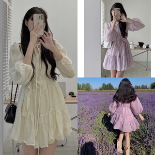 Váy tơ babydoll hai lớp có nơ buộc mặc được hai kiểu