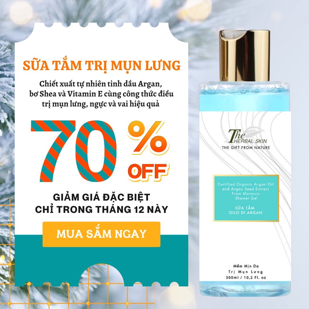 Sữa Tắm Sạch Mụn Lưng The Herbal Skin hương Olio Di Argan 300ml