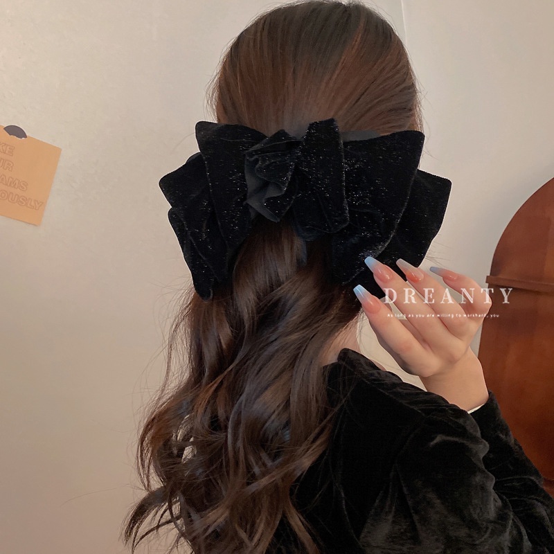 Kẹp Tóc Nơ Bằng Nhung Cao Cấp Phong Cách Vintage Hàn Quốc Mới