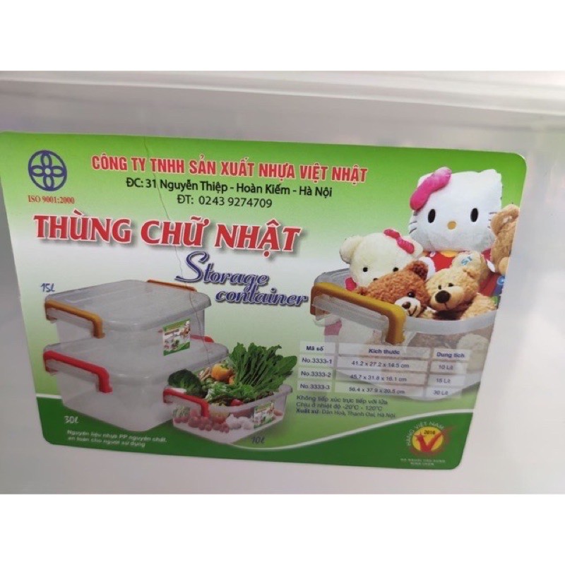 Thùng nhựa trong suốt ⚡️FREESHIP⚡️ Việt Nhật dẻo dai 10L, 15L, 30L, thùng đựng đồ chơi MS:3333