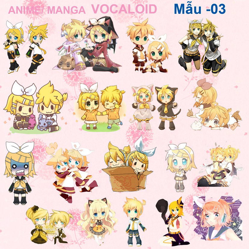 Sticker/ hình dán  anime Vocaloid nhân vật Hetsune Miku - RINLEN (nhiều mẫu)