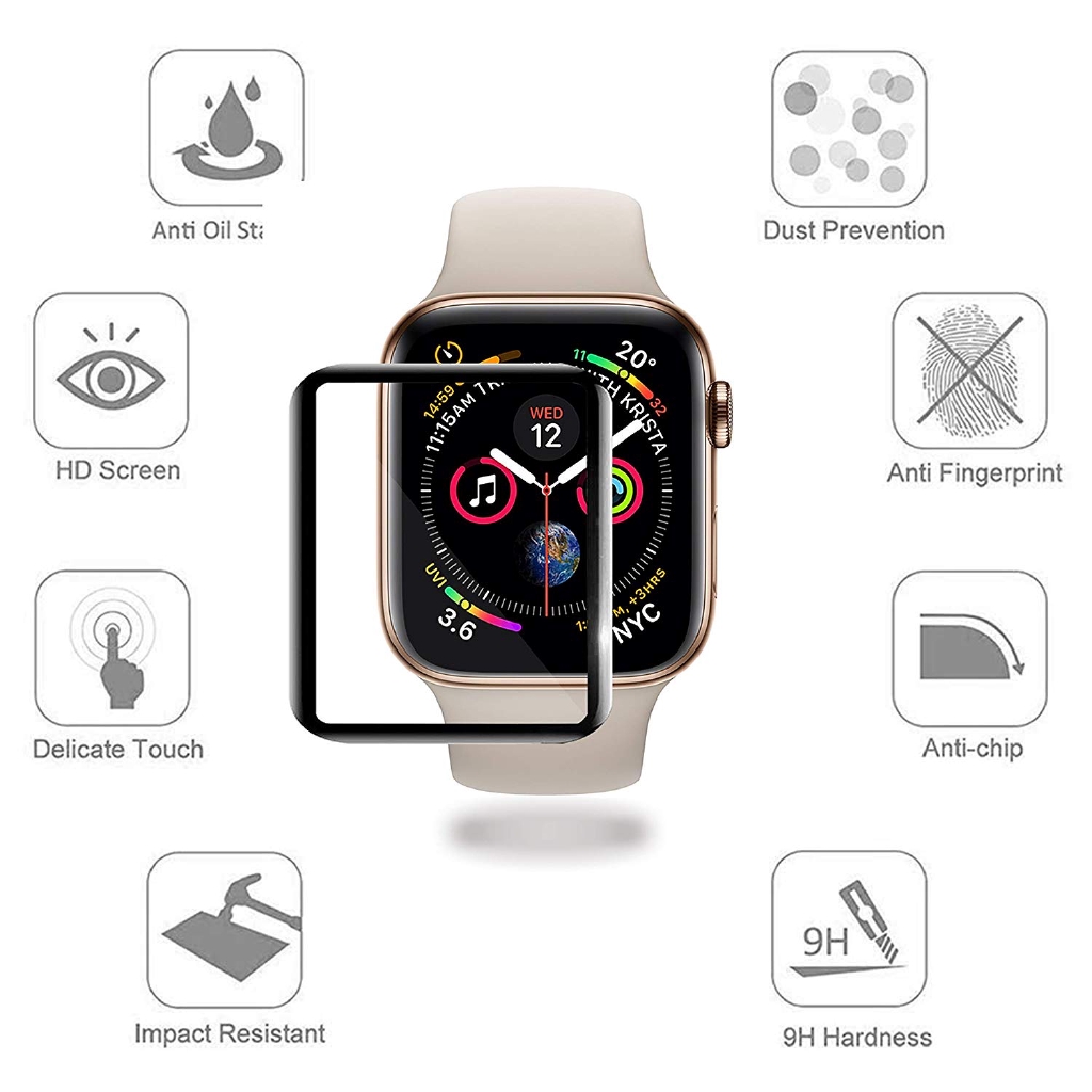 Kính cường lực 3D dán bảo vệ màn hình đồng hồ thông minh watch iWatch 38mm 42mm 40mm 44mm