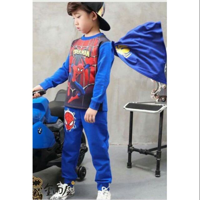 Set bộ spiderman kèm áo choàng bé trai