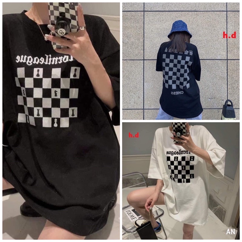 Áo Thun Nam Nữ Cổ Tròn Unisex Form Rộng Streetwear Bàn Cờ ☘Phông Basic Cotton Oversize🧸Mặc đơn đôi nhóm giá rẻ