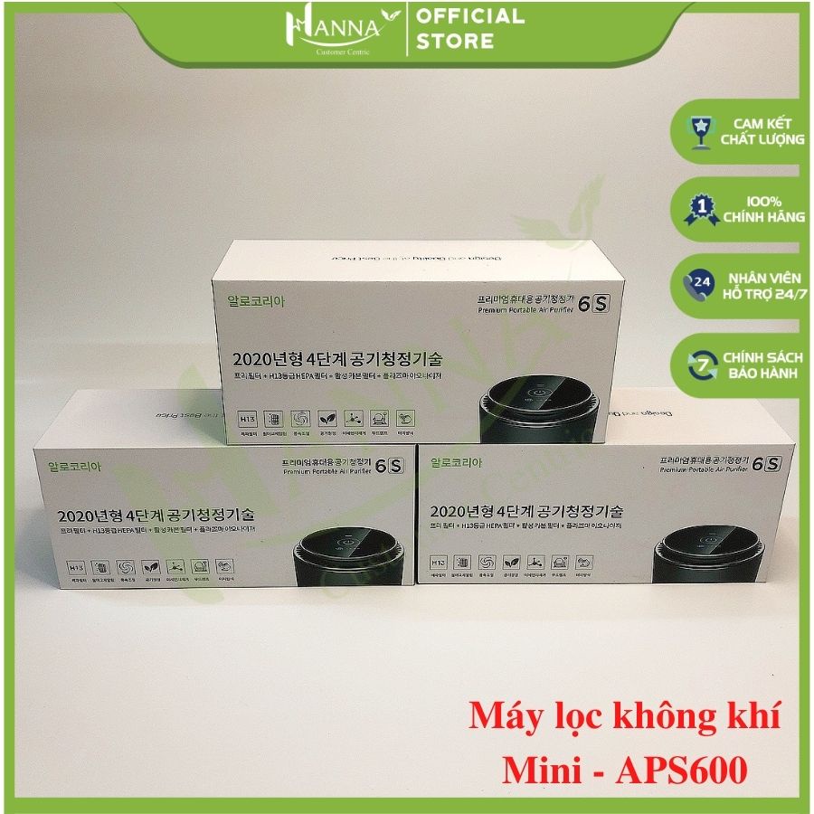 Máy Lọc Không Khí Mini Allo Korea APS-600 Công nghệ Hàn Quốc, Di động, để bàn làm việc, để trên xe ô tô, phòng ngủ