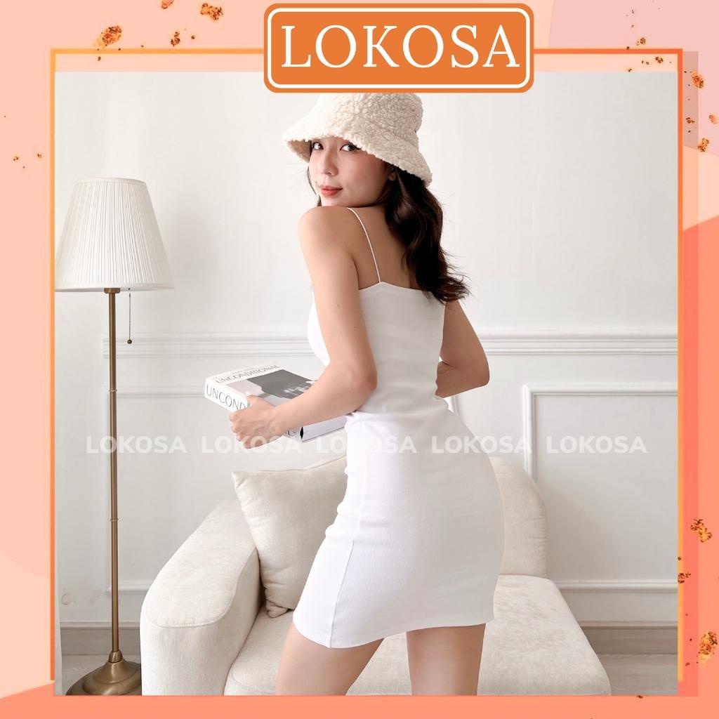 Váy Body 2 Dây LOKOSA Đầm Ôm Body Sợi Bún Dáng Dài Sexy Dự Tiệc Cưới Thun Gân Màu Đen Trắng VD059 | BigBuy360 - bigbuy360.vn