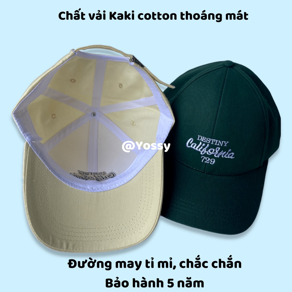 Mũ lưỡi trai nam nữ thêu chữ California chất vải Kaki form unisex phong cách Hàn Quốc, Nón kết bóng chày cao cấp - YOSSY