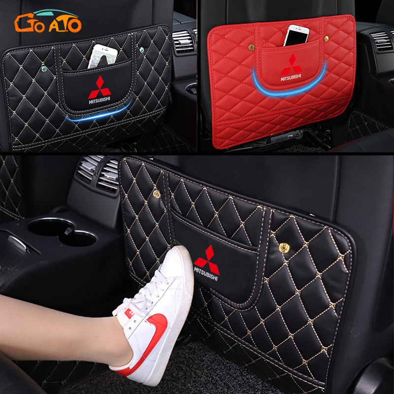 GTIOATO Tấm Bảo Vệ Lưng Ghế Oto Da Bảo Vệ Lưng Ghế Tấm Ốp Lưng Ghế Ô Tô Bảo Vệ Chống Thấm Nước TúI Treo Đồ Sau Ghế Ô Tô Trang Trí NộI ThấT Ô Tô Cho Mitsubishi L300 L200 Xpander Cross Outlander Attrage Xpander Lancer Space Star Mirage Mirage