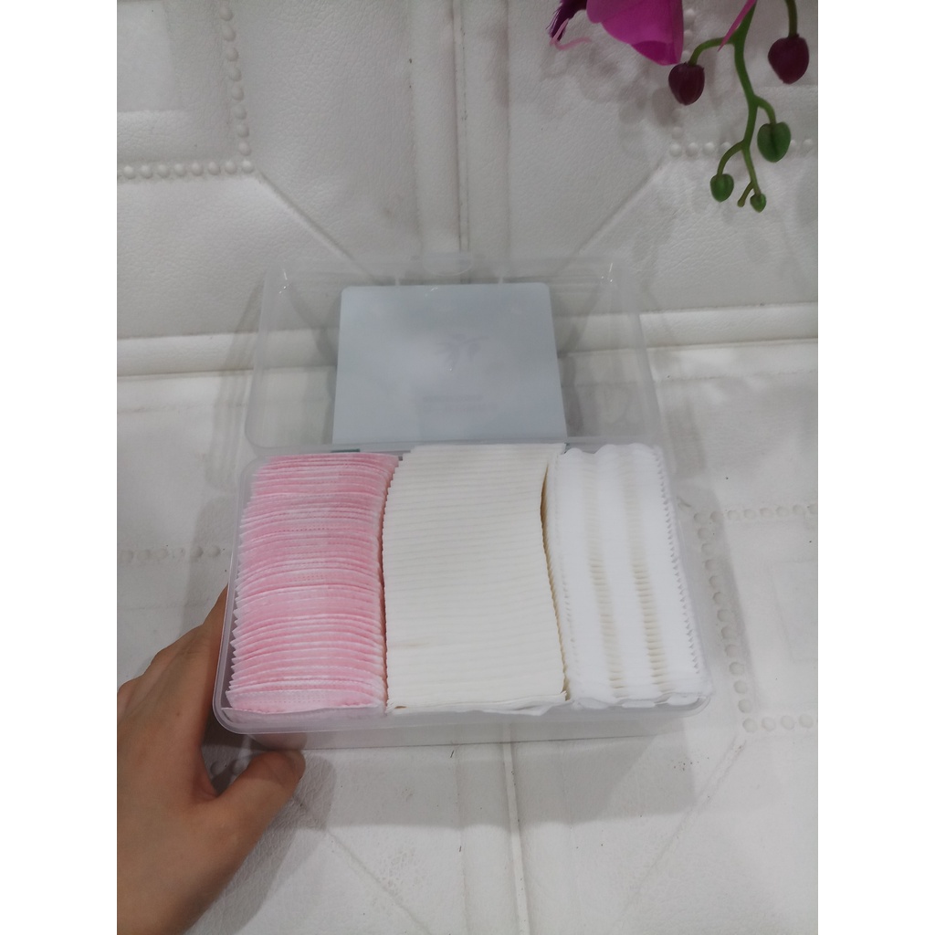 Hộp bông tẩy trang 320 miếng, 3in1 100%cotton siêu mềm mịn siêu sịn sò