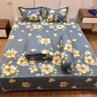 Bộ chăn ga chần phủ cotton lụa cao cấp