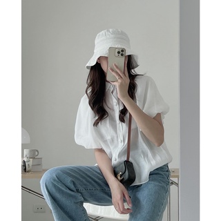 Áo sơ mi trắng voan cúc bọc tay bồng lyra-vsyas0114