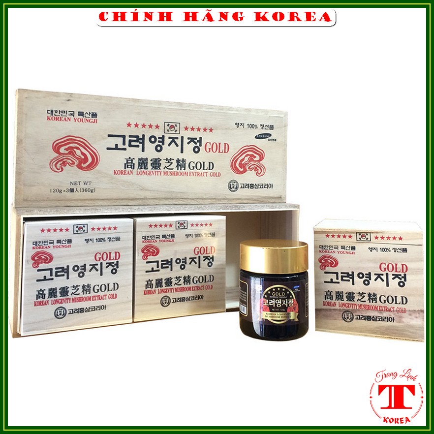 Cao linh chi hàn quốc hộp gỗ trắng chính hãng, 3 lọ x 120gr - tranglinh