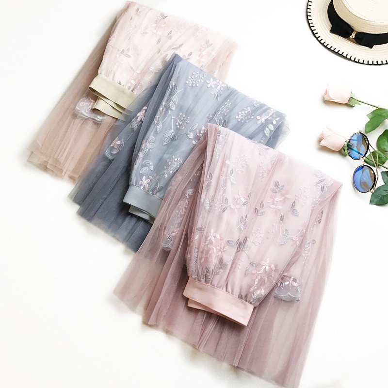 Chân Váy Xếp Ly Thêu Hoa 3 Lớp, Hoa Thêu Tinh Tế VD21 | BigBuy360 - bigbuy360.vn