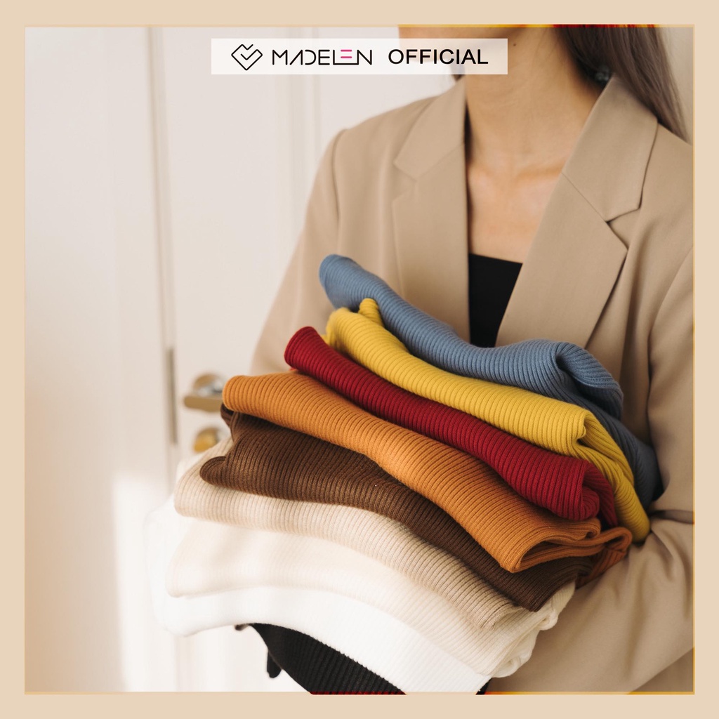 [Mã 2611THTRANG100K hoàn 10% xu đơn 99K] Áo len tăm picked dài tay nữ MADELEN dáng ôm cổ 5F nhiều màu