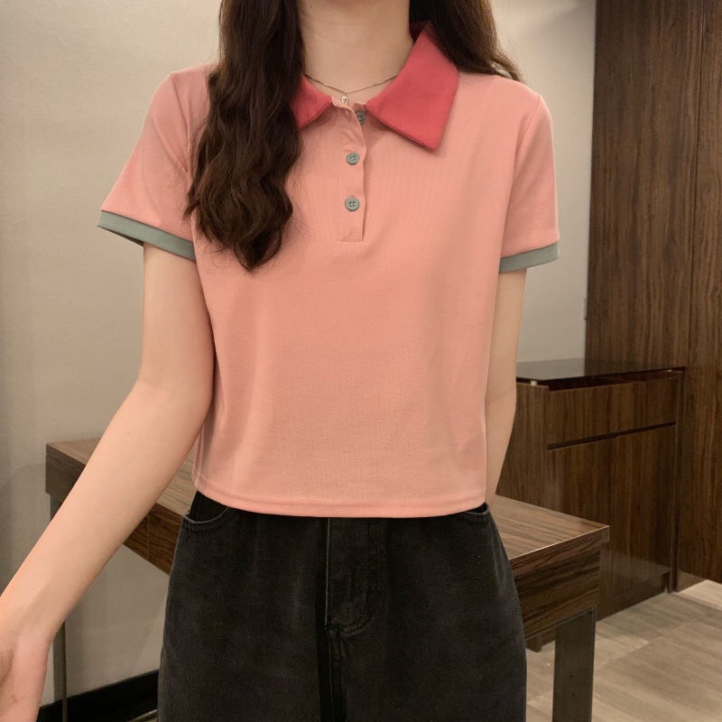 Áo Polo croptop dáng lửng cộc tay dễ thương A00114 | BigBuy360 - bigbuy360.vn