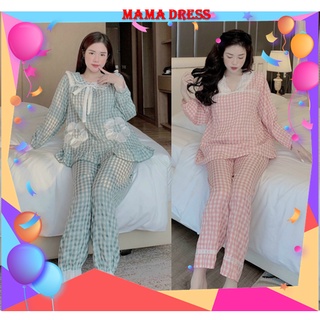 Bộ đồ bầu bộ sau sinh HÈ THU DÀI TAY đẹp giá rẻ cho mẹ bầu và sau sinh ở cữ có khóa ti t.lợi B08