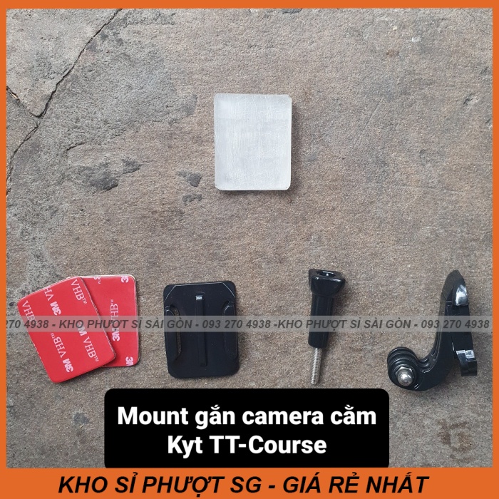 Pat gắn cằm camera hành trình lên nón bảo hiểm fullface Kyt TT-Course cằm nhọn - Mount gắn camera cho Kyt TT-Course
