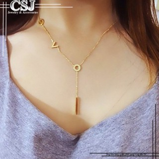 Dây chuyền titan chữ love cách điệu màu vàng 24k