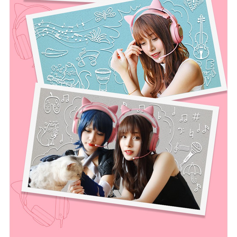 TAI NGHE STYLE CỰC CHẤT CHO GAME THỦ NỮ SOMIC  PINK -VITINHTH
