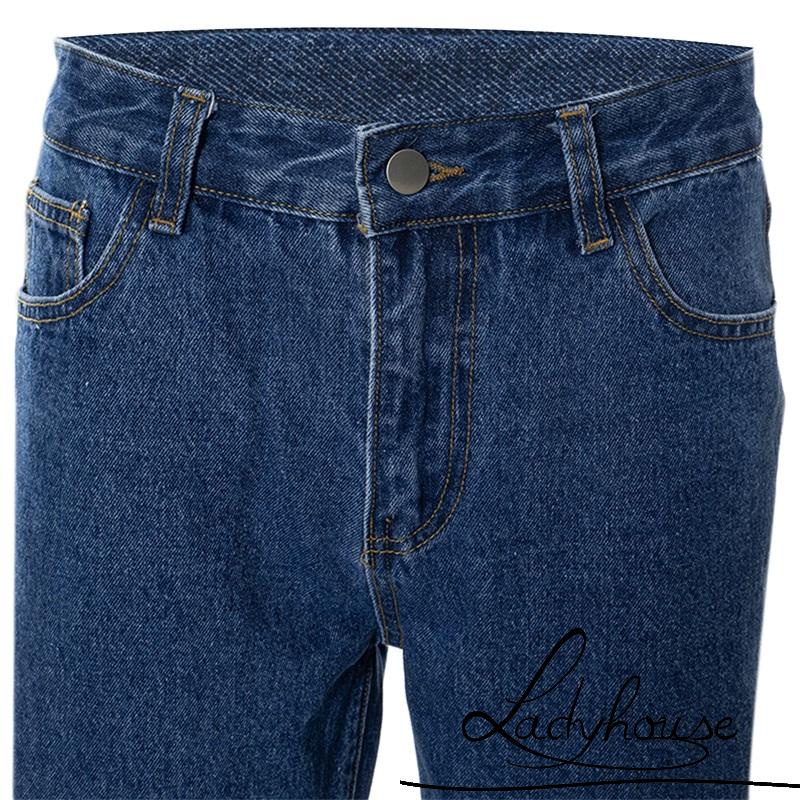 Quần Jean Dài Ống Rộng Màu Trơn Phối Túi Thời Trang Xuân Hè Cho Nữ