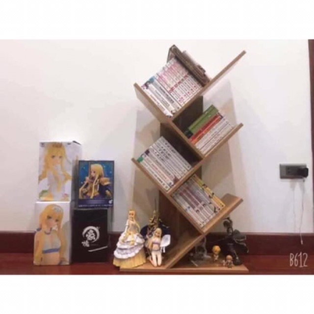 KỆ SÁCH XƯƠNG CÁ VÂN GỖ 3 TẦNG