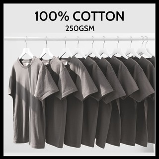 260G Áo Phông 100% vải Cotton chải kĩ, loại bỏ lông thừa - Áo thun trơn định lượng 260gsm màu Khói Xám Đậm form Unisex
