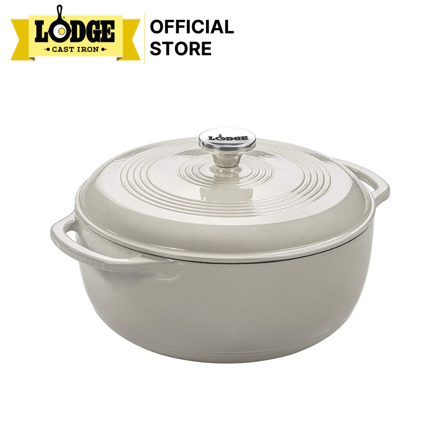 Lodge - Nồi gang phủ men màu trắng - 5.6L