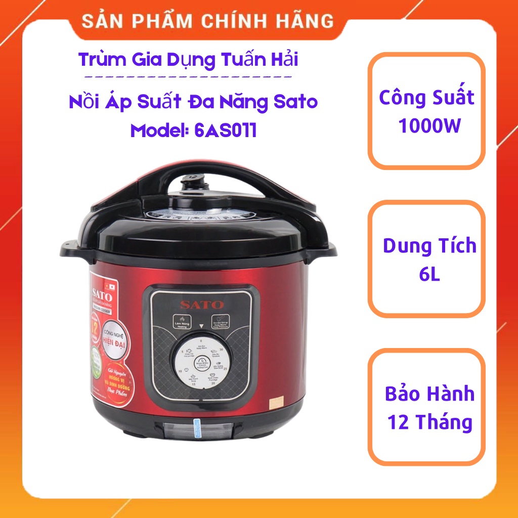 Nồi Áp Suất Đa Năng SATO 6AS011 6.0L, Thiết Kế Sang Trọng, Công Nghệ Nhật Bản