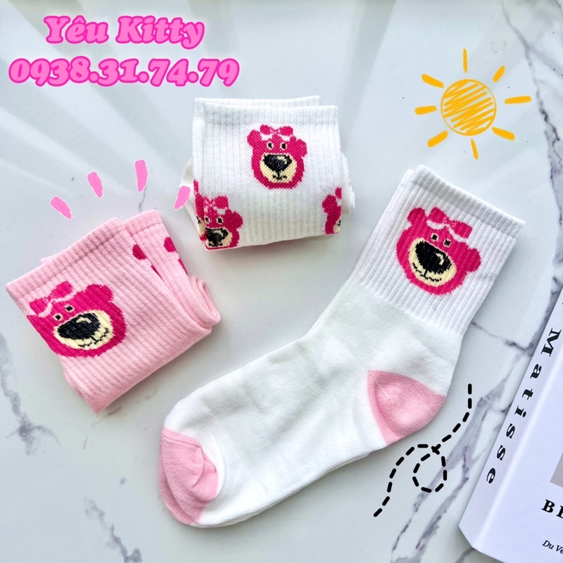 TẤT VỚ CỔ CAO HỌA TIẾT GẤU DÂU LOTSO
