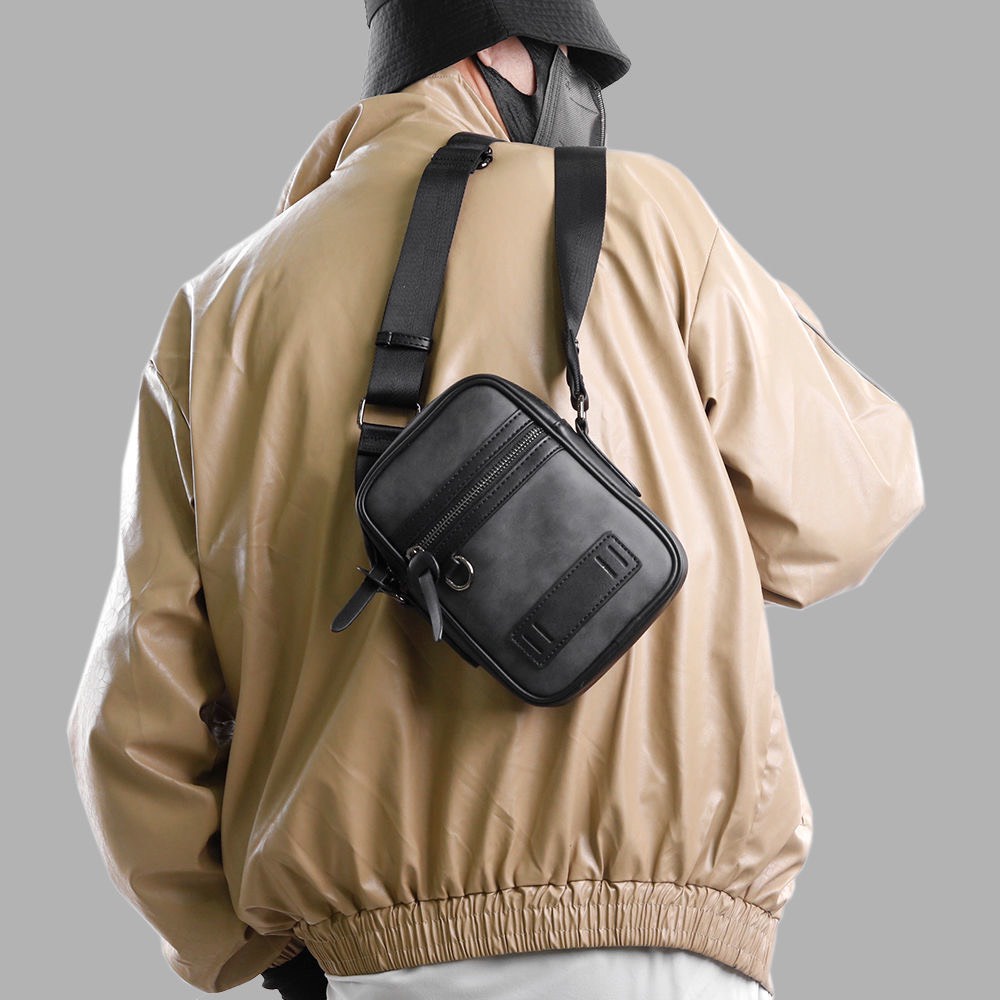 Túi đeo chéo nam nữ da đen thời trang unisex phong cách chất liệu cao cấp