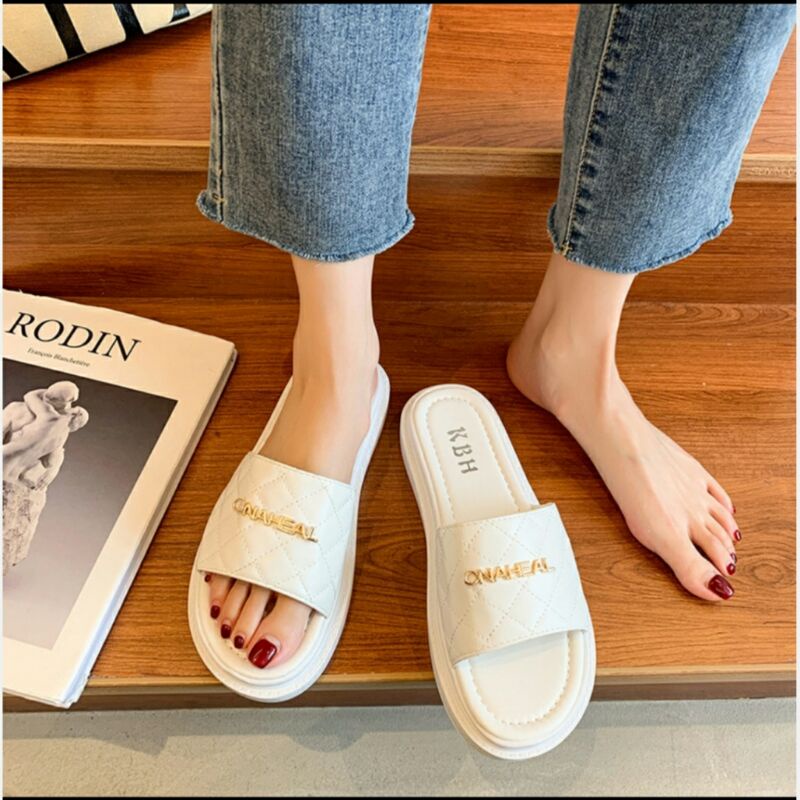 Dép Nữ Quai Ngang Đế Bánh Mì PU 3P Sang Chảnh Siêu Êm Da Mềm Đế Xịn Đi Cực Thích