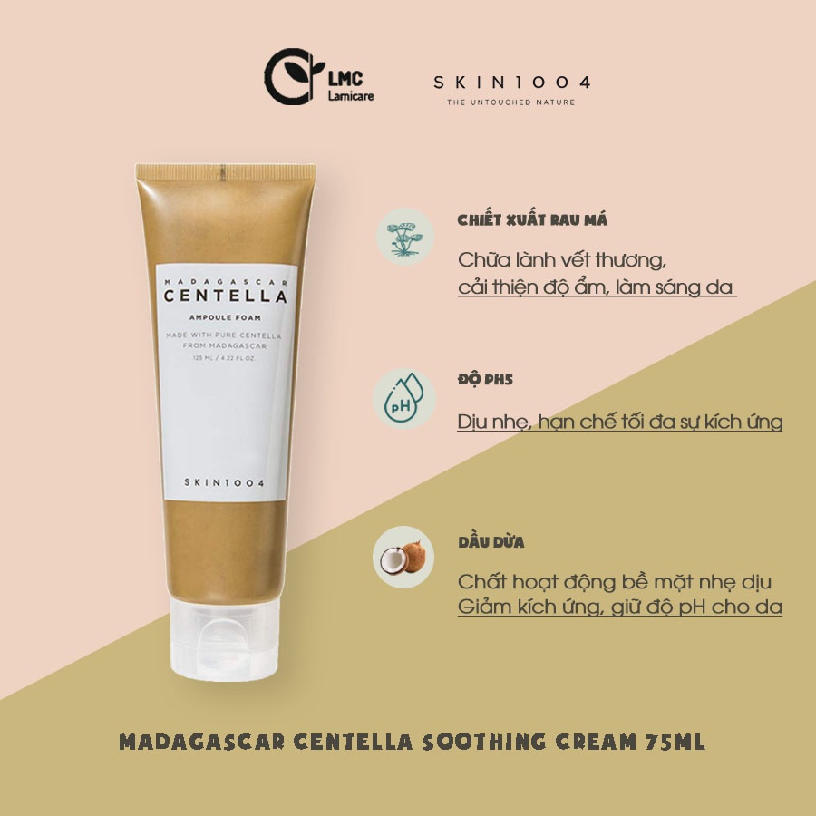 Sữa rửa mặt tạo bọt sạch sâu dịu nhẹ cho dưỡng ẩm cho da skin1004 madagascar centella ampoule foam 125ml - lamicare