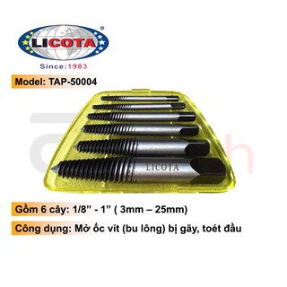 Bộ mở ốc vít gãy, toét đầu 6 cây licota - tap-50004