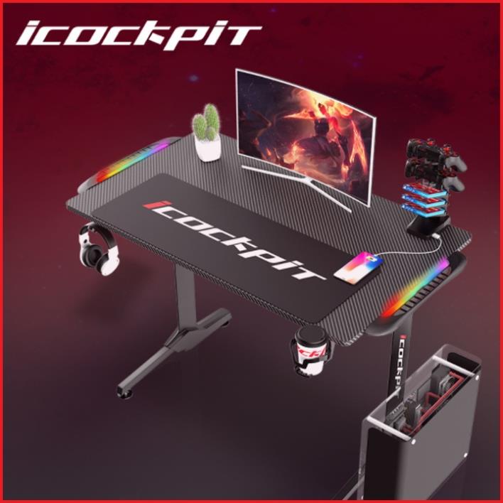 Bàn Gaming Sợi Cacbon. Bàn Chơi Game Cao Cấp. Đèn LED RGB Cảm Biến Âm Thanh. . .