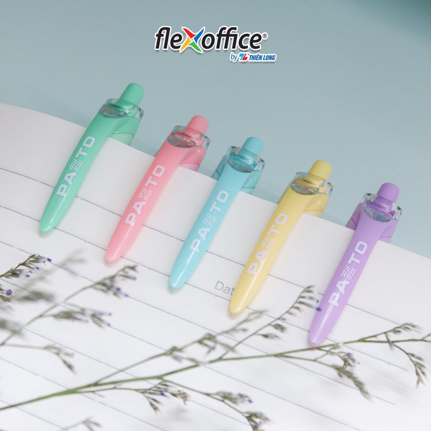 Hộp 5 cây Bút Gel Thiên Long FO-GELB039/VN ngòi 0.6mm - Bút gel 5 tone màu pastel mực xanh bút dạng mực dầu viết trơn êm