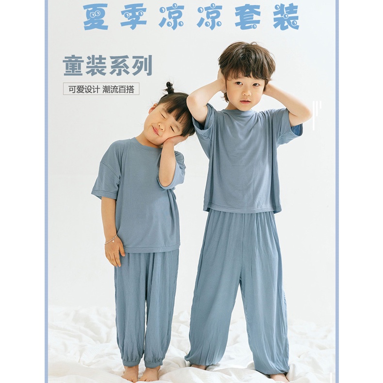 Bộ Áo Thun Dáng Rộng + Quần Dài 100-160cm Màu Sắc Xinh Xắn Cho Bé