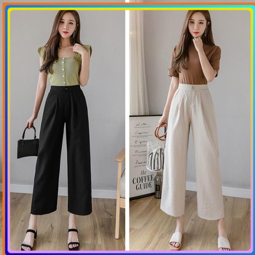 [Hàng Loại 1] Quần Culottes Amee ống rộng - Chất vải đũi mềm - 4 màu Đen Trắng Ghi Be - Mặc cực xinh - Form Chuẩn