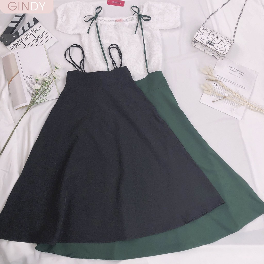 Set váy nữ GINDY thanh xuân ngọt ngào chân váy hai dây mix áo trễ siêu xinh V10120 | BigBuy360 - bigbuy360.vn