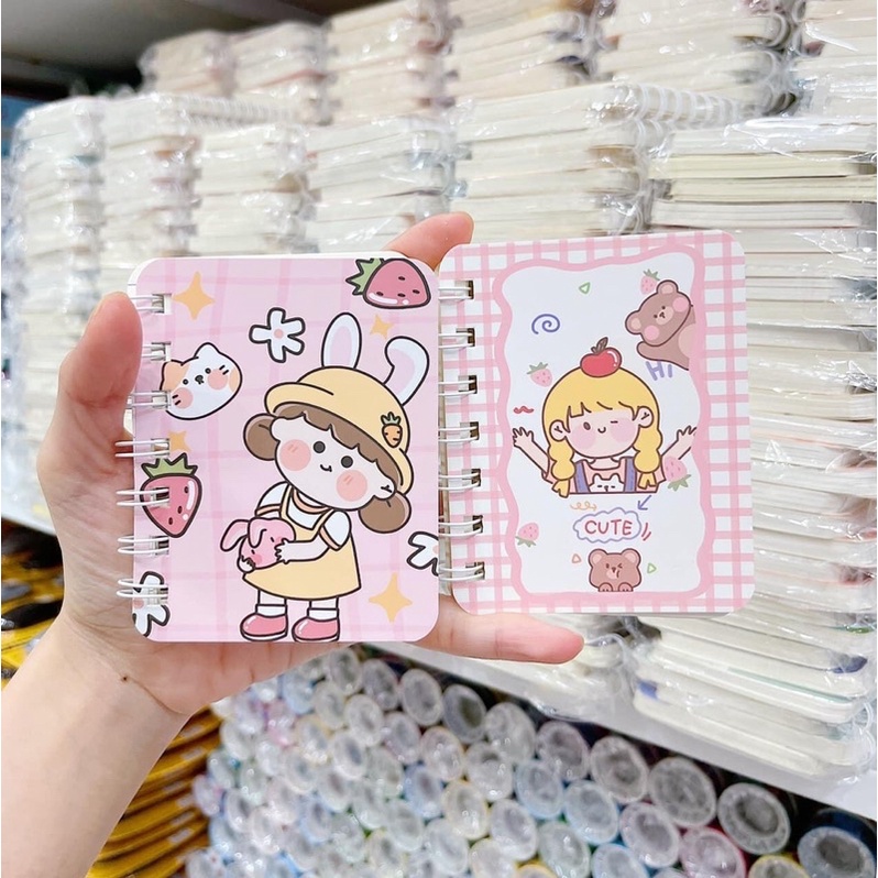 Sổ lò xo A7, sổ tay mini nhiều hình dễ thương - Giao màu ngẫu nhiên