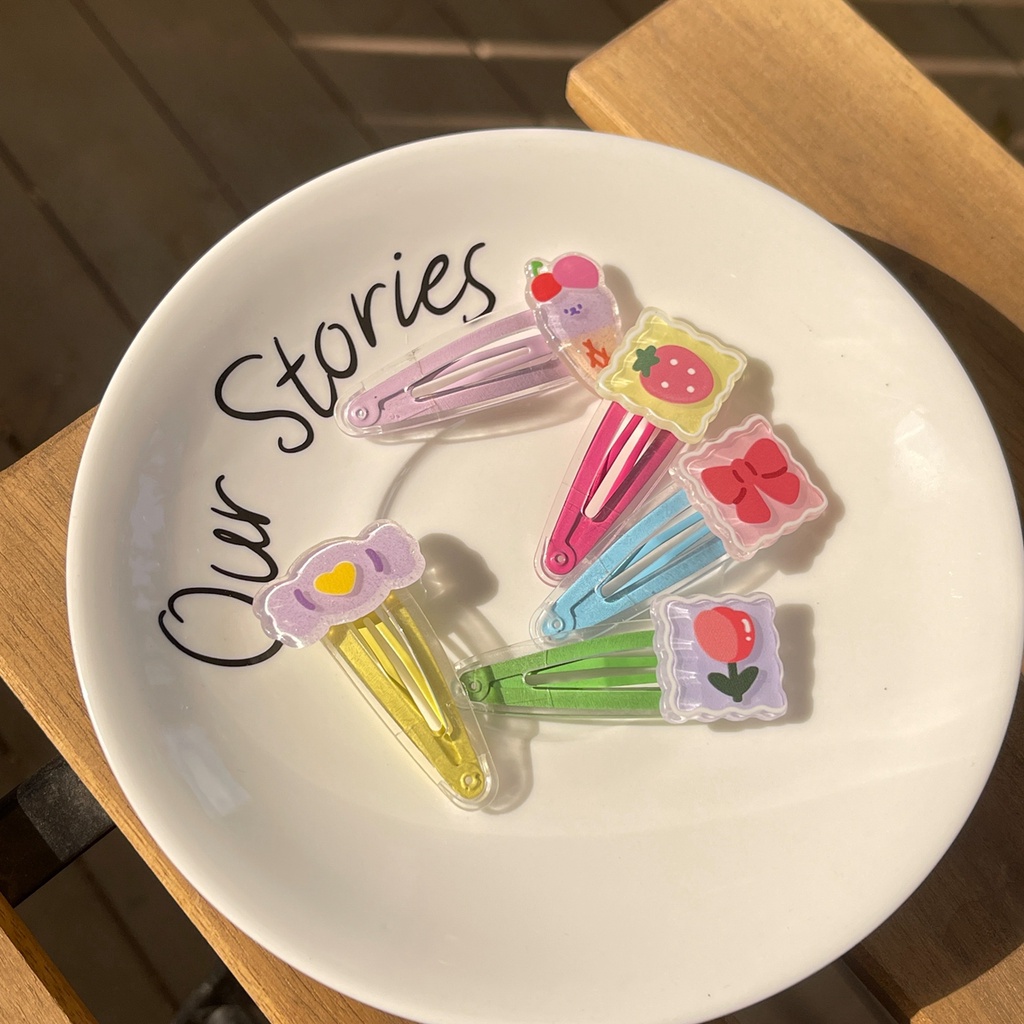 Kẹp Tóc BB Nhiều Màu Sắc Họa Tiết Trái Dâu Dễ Thương Xinh Xắn Cho Nữ