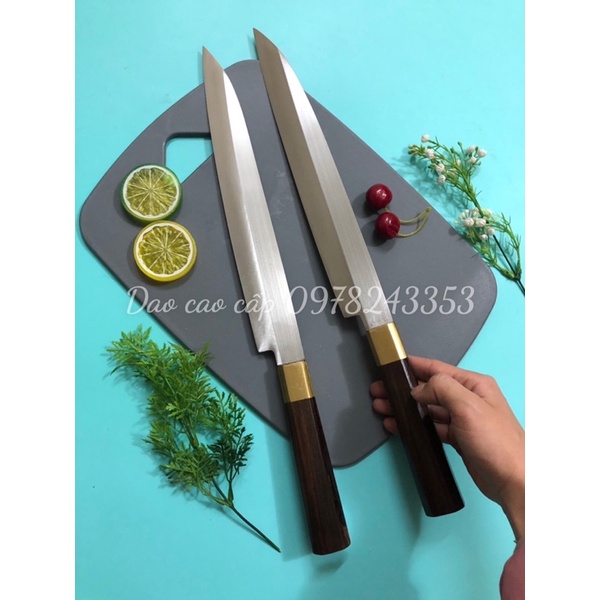 Dao chuyên dụng sashimi thái lát cá hồi - thép trắng trống gỉ sạch sẽ sắc bén