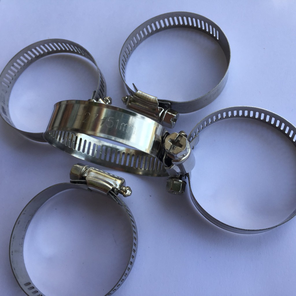 Combo 5 đai xiết inox (27mm- 51mm) cổ dê- vòng đai xiết inox dùng xiết ống 27mm- 51mm