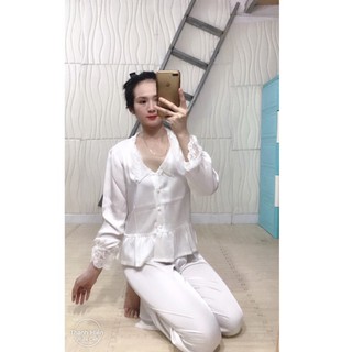 Bộ tiểu thư mặc nhà lụa satin cao cấp quảng cao cấp quảng châu