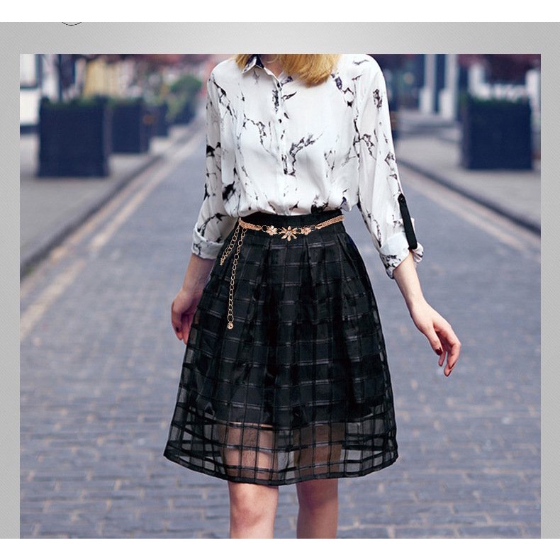 Dây đai váy hoa đính đá, thắt lưng hợp kim nữ