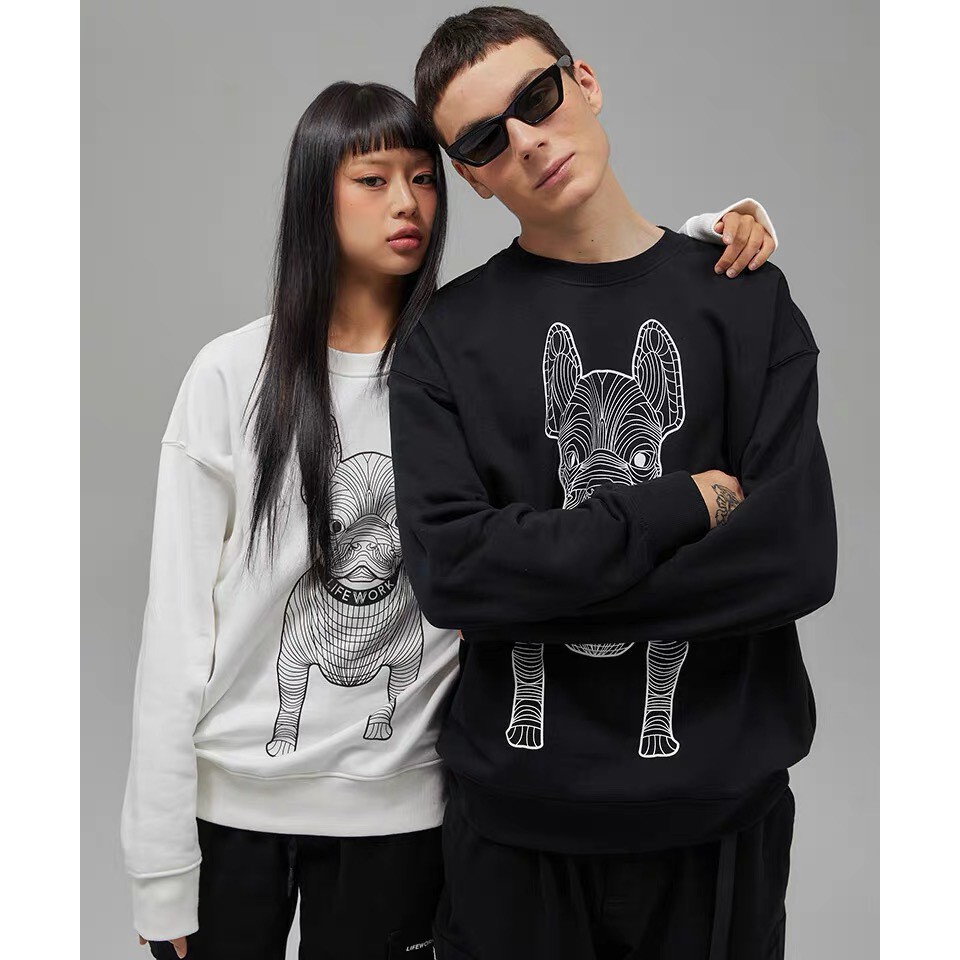 Áo Nỉ Sweater in hình cực đẹp chất  Áo sweater trắng đen nam nữ