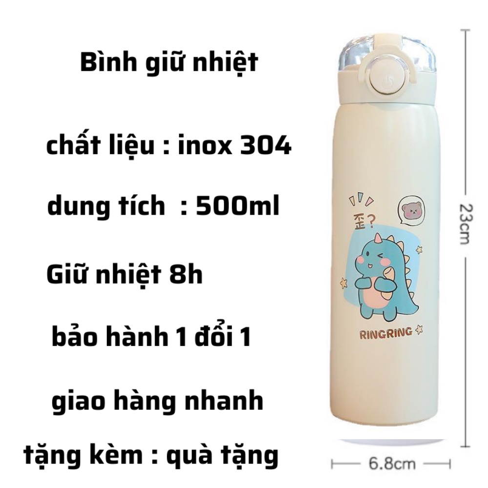 Bình giữ nhiệt cute , bình giữ nhiệt inox dung tích 500ml , LOẠI TỐT bình nước cho bé
