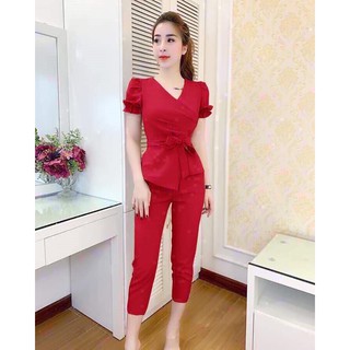 Set Bộ Tay Phồng Cột Eo Thanh Lịch