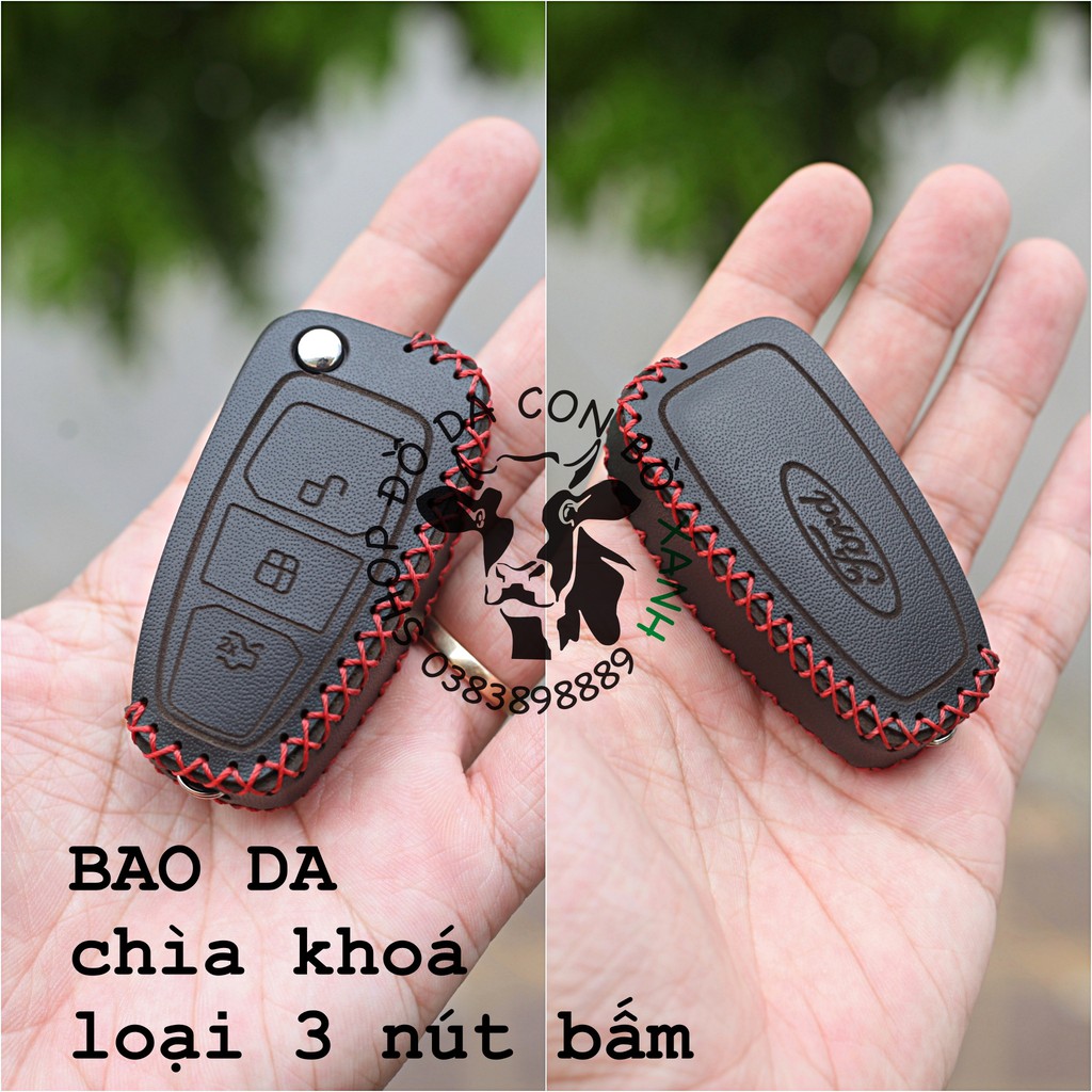 bao da chìa khoá Ford Focus, Ecosport, Fiesta, Ranger chìa Gập handmade da thật 002